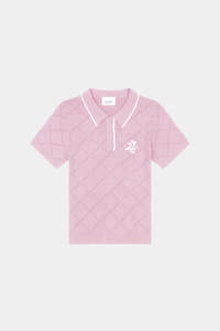 Womens Shirts: WOMENS DIAMOND KNIT POLO PETAL