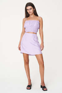 Womens Tops: MISA PUFF BANDEAU TOP HYACINTH