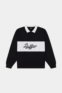 Mens Shirts: PAR LINE LS POLO BLACK/CHALK