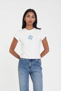 Womens T Shirts: MINI TEE 185/DAISY CHALK