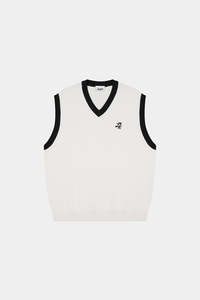 Knitwear: BUNKER KNIT VEST CHALK/BLACK