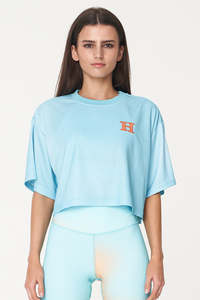 3 BALLER CROP SWISH TEE AQUA