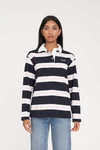 Womens Shirts: BROOKLYN OVERSIZED RUGBY NAVY/PETAL