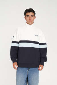 Hoods Crews: PANEL 1/4 ZIP/CHECK NAVY/BLUE/CHALK