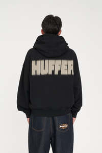 Hoods Crews: SUB CROP ZIP HOOD/BLURRED WASHED BLK