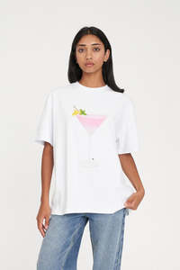 Womens T Shirts: RELAX TEE 220/MIXER WHITE