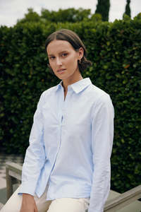 Womens Shirts: CLASSIC OXFORD SHIRT BLUE STRIPE