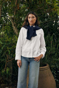 Womens Shirts: CLASSIC BUTTON UP SHIRT WHITE