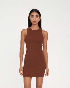 ROGUE RIB MINI DRESS CHESTNUT