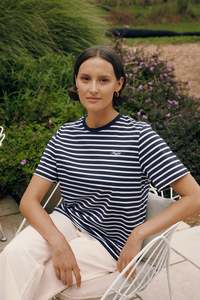 Womens T Shirts: CLASSIC STRIPE TEE/CLASSIC NAVY/WHITE