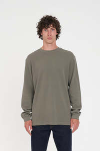 Mens T Shirts: WAFFLE LS SUP TEE KHAKI