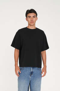 Mens T Shirts: CROP WAFFLE SUP TEE BLACK