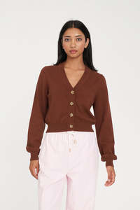Knitwear: BIBI KNIT CARDIGAN CHESTNUT