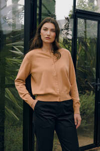 CLASSIC BUTTON UP CARDIGAN CAMEL