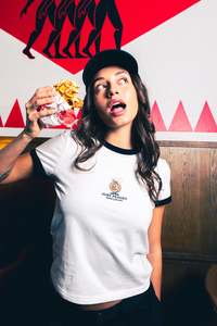 WMNS RINGER TEE/HOT & PEACHY CHALK