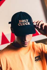 Mens Accessories: 6 PANEL CAP/HOLY CLUCK BASALT