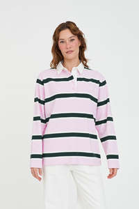 BROOKLYN OVERSIZED RUGBY GREEN/PINK