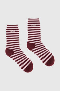 Womens Accessories: HFR CREW SOCK/CHARM BURGUNDY/PETAL