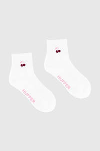 ANKLE RIB SOCK/CHERRY WHITE