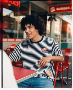 STRIPE BLOCK TEE/TWIST NAVY/WHITE