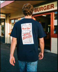 Mens T Shirts: SUP TEE 190/CHECK NAVY