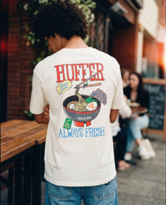 Mens T Shirts: BLOCK TEE 220/NOODS CHALK