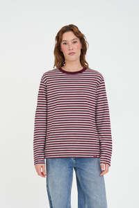 Women S Long Sleeves: BILLIE LS TEE BURGUNDY/PETAL