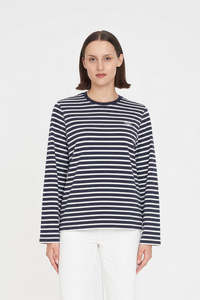 CLASSIC STRIPE LS TEE NAVY/WHITE