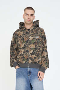 CAMO SUB CROP ZIP HOOD BROWN