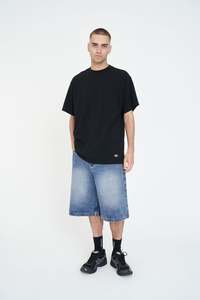 Mens: WAFFLE TEE WASHED BLACK