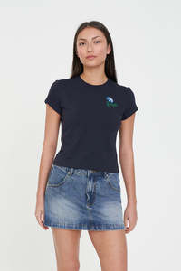 Womens: MINI TEE 185/FLORETTE NAVY