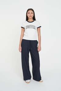WMNS RINGER TEE/CRUX CHALK/NAVY