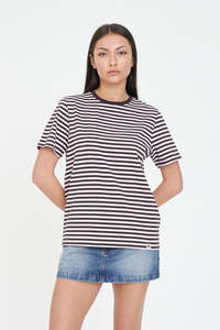 ALEX STRIPE CLASSIC TEE PETAL/COCOA