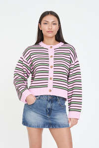 BOBBY KNIT CARDIGAN PINK/MEADOW