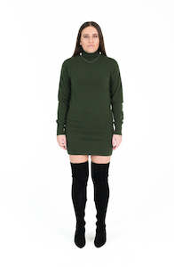 Kayla 100% Cashmere Mini Dress - Forest Green