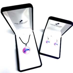 Jewellery Set: Pink Dolphin Pendant & Earring Set