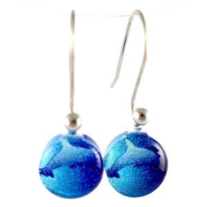 New Natures Reflections Earrings: Dark Blue Dolphin Earrings