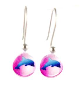 New Natures Reflections Earrings: Pink Dolphin Earrings