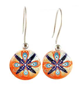 New Natures Reflections Earrings: Orange Round Ornament Earrings