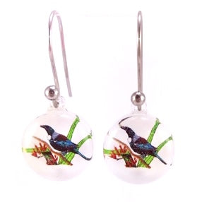 New Natures Reflections Earrings: White Tui Earrings