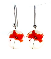 White Poppy Earrings