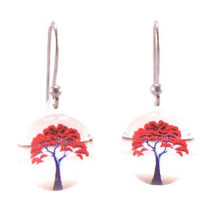 New Natures Reflections Earrings: White New Zealand Pohutukawa Tree Earrings