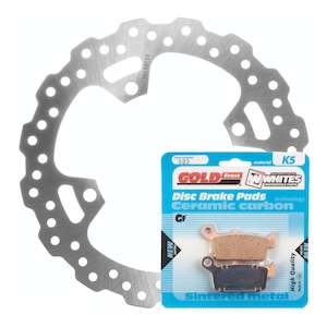 Brake Rotor Pad Kits: Brake Disc & Pad Rear Kit - Kawasaki KX125 '03-'08 - Wave