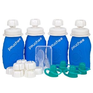 Pouchee Eco-Friendly Silicone Reusable Food Pouch - Ultimate Set Blue