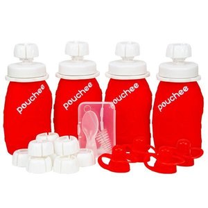 Pouchee Eco-Friendly Silicone Reusable Food Pouch - Ultimate Set Red