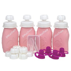 Pouchee Eco-Friendly Silicone Reusable Food Pouch - Ultimate Set Pink