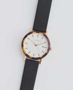 The Resin - Limited Edition - Brown Tortoise/White Dial with Black Leather