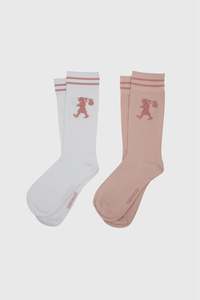 Karen Walker Eyewear: Runaway Girl Socks 2 Pack Pink/White