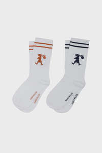 Karen Walker Eyewear: Runaway Girl Socks 2 Pack White/Chestnut Navy