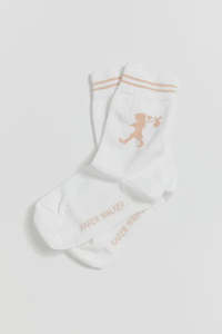 Karen Walker Eyewear: Runaway Girl Ankle Socks-White/Light Pink